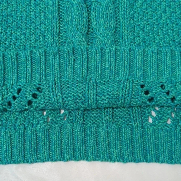 AEO Open Cable Knit Sweater, Color Aquamarine Size XL - Picture 9 of 12